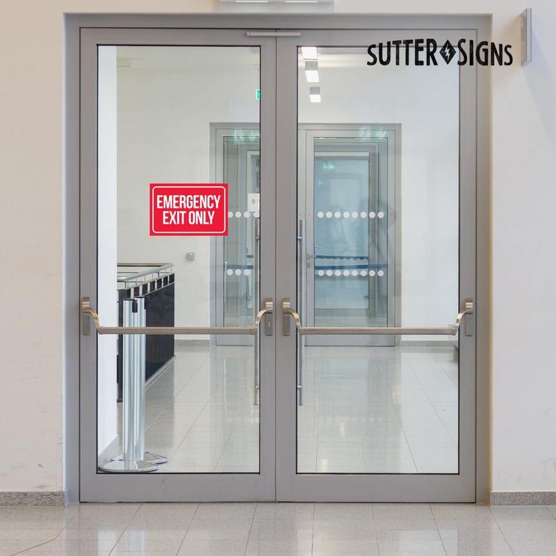 Sutter Signs Emergency Exit Only Sticker Signs (Pack of 2) | Large Decals for Doors, Offices, Restaurants, Stores, Schools, Hospitals - Image 4